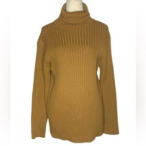 Olive Brand Tan Ribbed Cowl Turtleneck Sweater